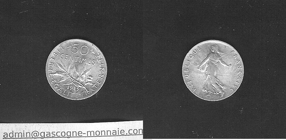 50 centimes Semeuse 1919 BU